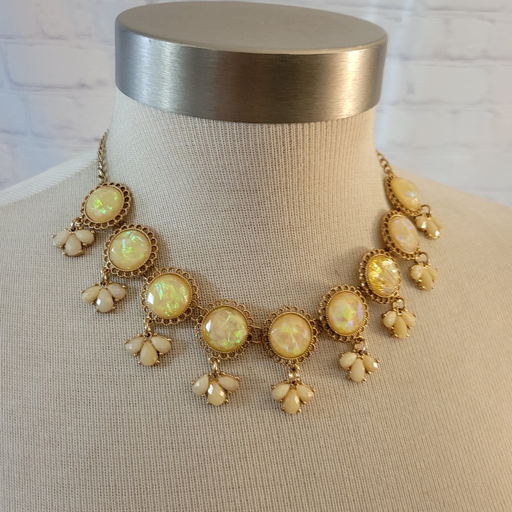 Claire's Statement Necklace Sparkly Yellow Goldtone